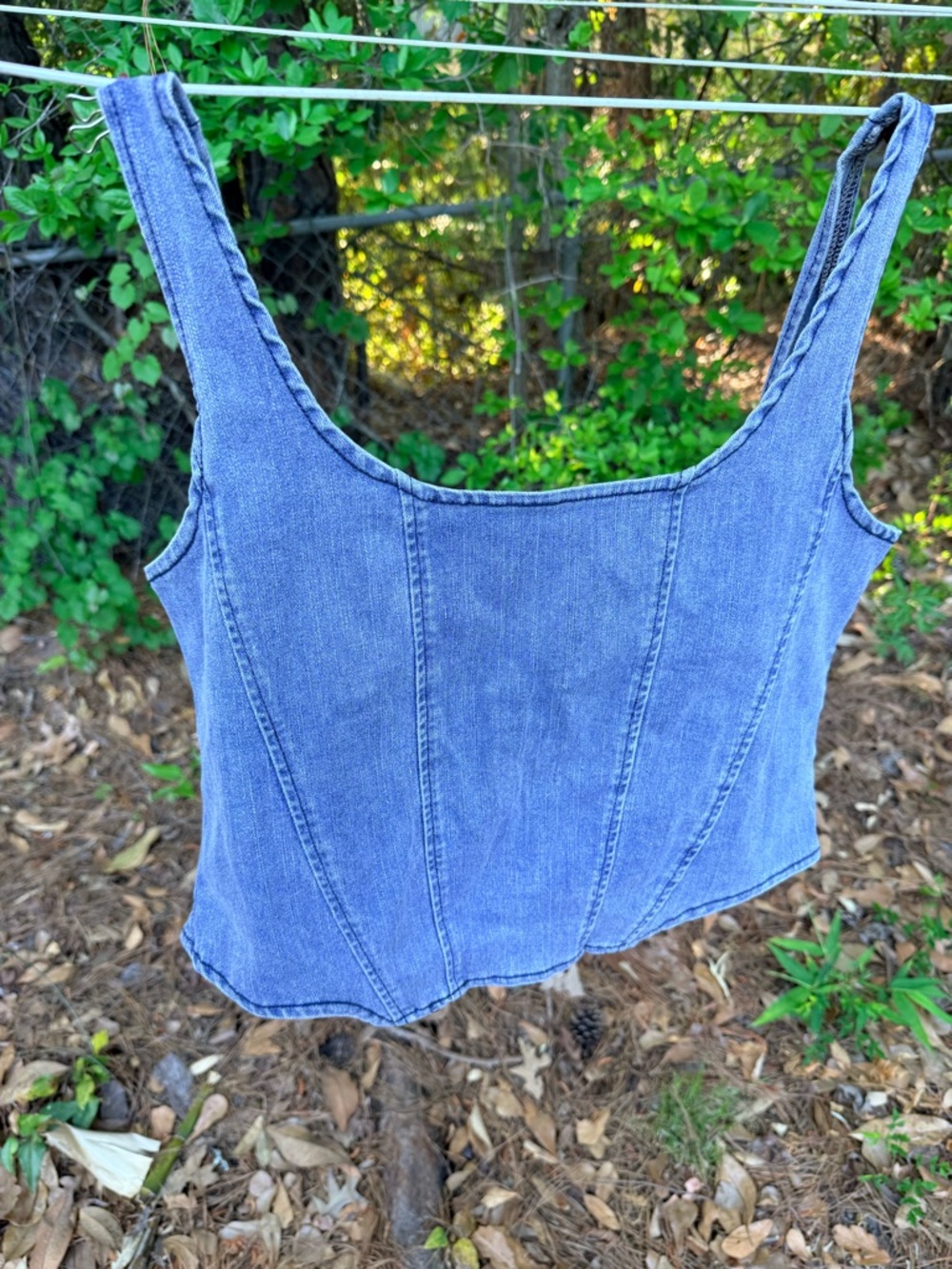 SHEIN Blue Denim Scoop Neck Camisole